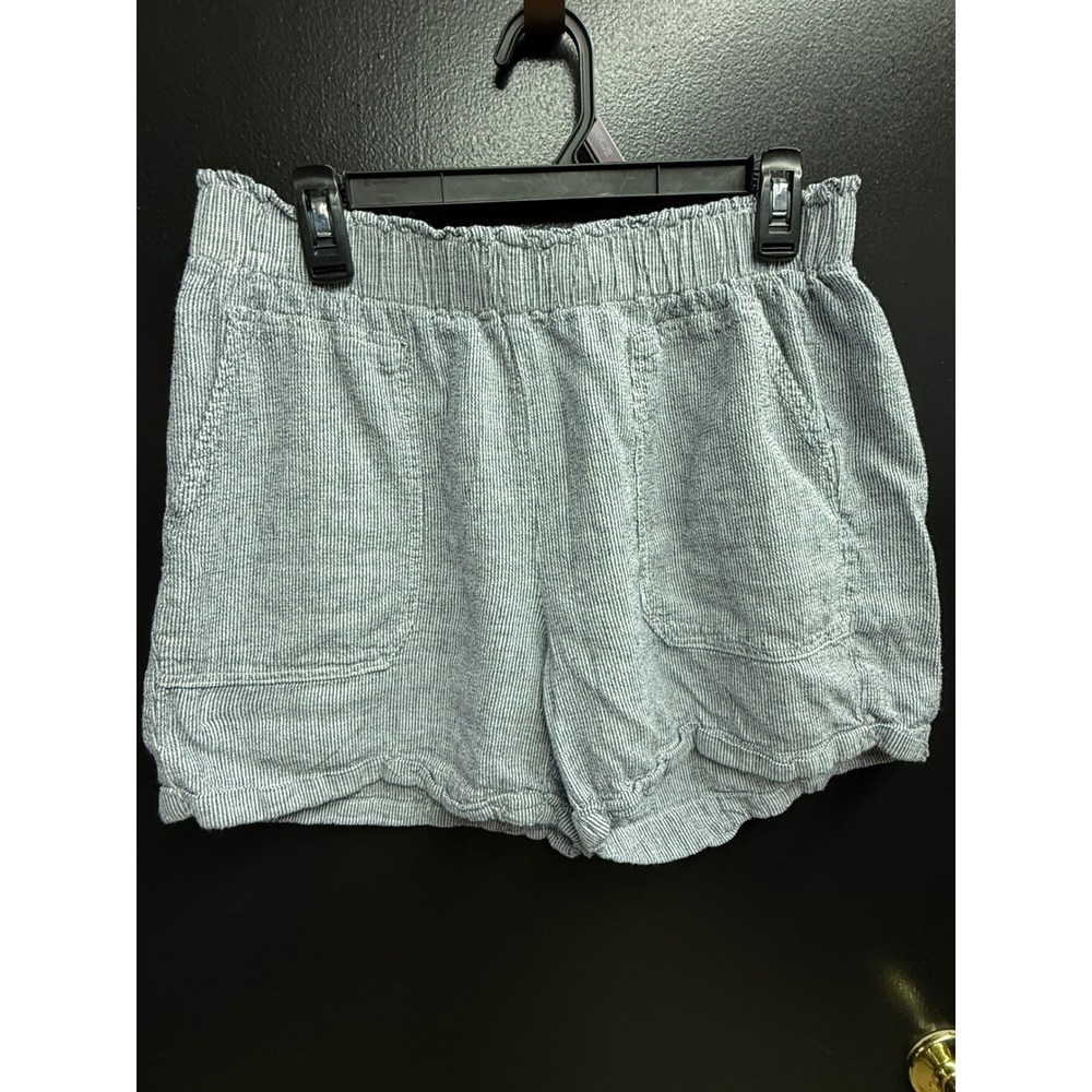 Briggs Womens Blue White Striped Linen Blend Pull On Shorts Size L